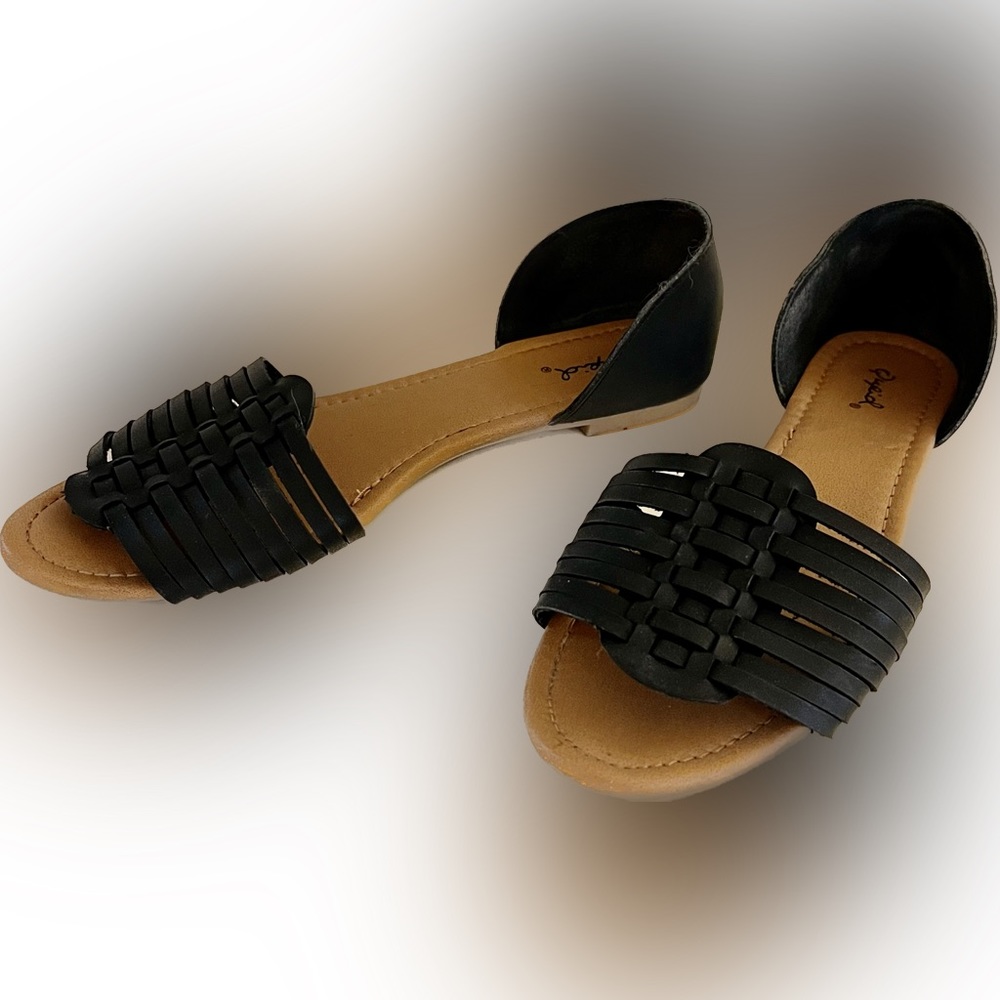 black open-toed sandals